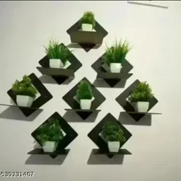 justin Kite Combo Eight Set Black Frame Home Décor MDF Wooden Wall Hanger for Bed Room Wooden Wall Shelf image 2