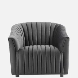 casacraft from pepperfry Camaride Velvet 1 Seater Sofa in Grey Colour image 4