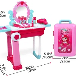 mubco 2 in 1 Makeup Set Beauty Dressing Table and Suitcase Accessories Toys for Girls image 2
