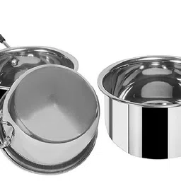 rbgiit Stainless Steel Pasta Bowl SS-03 Stainless Steel (22 Guage, Heavy Material) Sauce Pan / Milk - Tea PAN 3 pcs Combo Set Capacity:- 1, 1.5, 2 Liter Sauce Pan 15.5 cm, 17 cm, 18.5 cm Diameter (Non-Stick) Cookware Set Stainless Steel Base Sauce & Milk pan, Sauce and Milk Pot, Tea & Coffee Pan with PVC Grip Handle, Sturdy Shape for Unique Look Stainless Steel Sauce Pan/Milk PAN/Tea PAN/Tapeli/Patila/Bhagona image 2