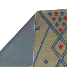 art india Green Geometrical Wool and Cotton 5 x 8 Feet Hand tufted Carpet image 4