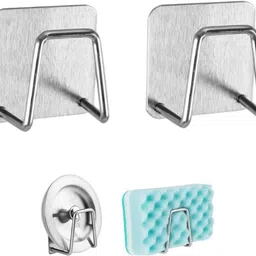 Adhesive Steel Sponge Holder for Kitchen Sink Waterproof Caddy Organizer Hook 2-image-24