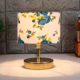 Devansh Metal table lamp with Multicolor cotton Shade by New Era image 1