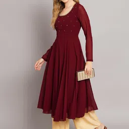 poshak hub Women Embroidered Georgette Anarkali Kurta image 5