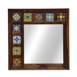 woodenmood Siramika Sheesham Wood Wall Mirror in Brown image 2