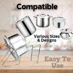 jss entp Stainless Steel Rice Pot Drain Stand with 2 Random Color Silicone Mittens Colander image 3