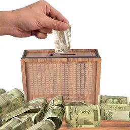 apmiyani Wooden Money/Piggy Bank, Money Coin Box with Carved Design Cash Box image 5