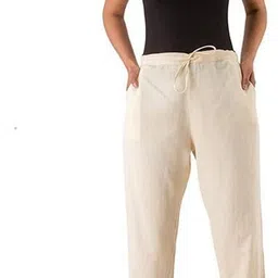 hnv style Women Relaxed White Pure Cotton Trousers-picture-11