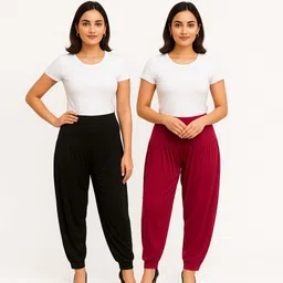 cozyplay Solid Viscose Women Harem Pants image 2