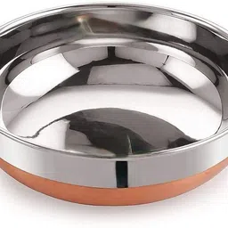 rbgiit CT_2 Stainless Steel Copper Bottom Tasra/Tasla/Handi Cooking Serving Pot Biryani Tasra Punjabi Tasra Cook and Serve Casserole-picture-2