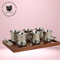 grip and serve Pack of 6 Stainless Steel Premium Tea Cup/Stainless Steel/Food Grade/Laser Print/6PC/31-picture-45