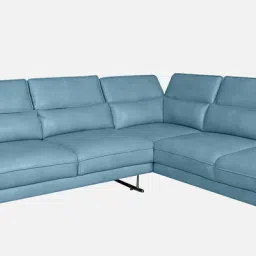 casacraft from pepperfry Haiden Leatherette LHS Sectional Sofa (3+ Lounger) in Sky Blue Colour image 3