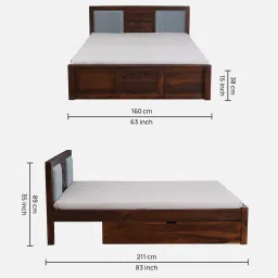 woodsworth from pepperfry Princeton Sheesham Wood Queen Size Bed In Provincial Teak Finish With Drawer Storage image 2