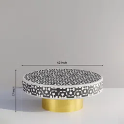 casagold Floral Mother of Pearl Coffee Table In Black Colour image 2