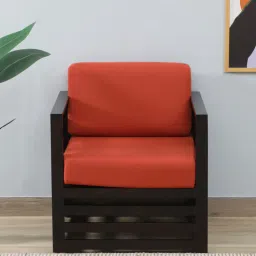 woodsworth from pepperfry Odense Sheesham Wood 1 Seater Sofa In Orange Colour-picture-16