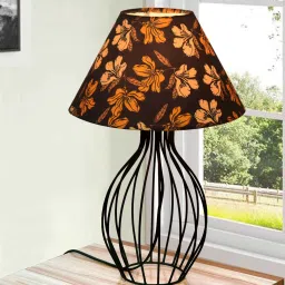 homesake Black Bedside Table Lamp with Modern Design, Fabric Shade, and Geometric Metal Base image 1