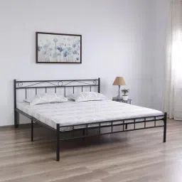 furniturekraft Paris Metal King Size Bed in Black Finish-picture-37