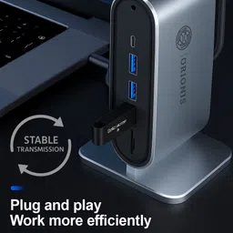 Orionis 12-in-1 USB-C Laptop Docking Station with 4K HDMI, 1080P VGA, RJ45 Ethernet, USB 3.0×4 | SD/TF | 3.5 mm Audio | USB-C | 100 W PD | USB Hub | 12 in 1 USB hub USB Hub image 4