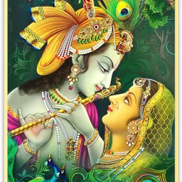 saf Radha krishna Sparkle Lamination Finished Surface Golden Slim Frame Ink 20 inch x 14 inch Painting-picture-13