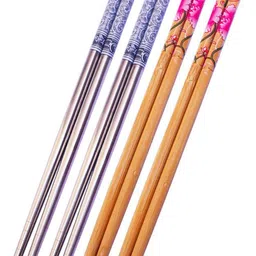 Eating Bamboo, Stainless Steel Japanese, Korean, Vietnamese, Chinese Chopstick-image-4