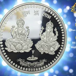 casajoya BIS HALLMARKED GANESH LAXMI 100G S 999 100 g Silver Coin image 2