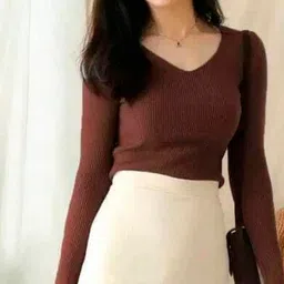 houseofcommon Casual Regular Sleeves Solid Women Brown Top-picture-21