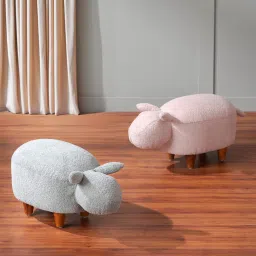 nestroots Twee Bunny Fabric Pouffe In Pink & Blue Colour (Set Of 2) image 1