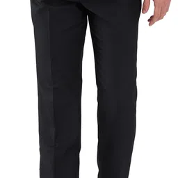 park avenue Men Regular Fit Black Polyester Trousers image 1