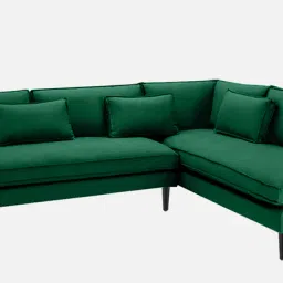 casacraft from pepperfry Mireya Fabric 6 Seater LHS Sectional Sofa In Dark Green Colour image 4
