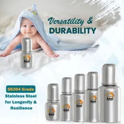 aasi Baby Feeding Bottle for Infants/Toddlers | Jointless Stainless Steel - 250 ml image 4