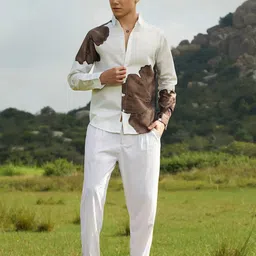 lenus Men Regular, Super Slim Fit Self Design Ribbed Collar Casual Shirt image 5