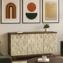 furnisto Geometric Solid Wood Sideboard in Walnut Finish-picture-11