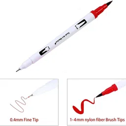 levin White Dual Markers Brush Pen, Colored Pen Fine Point Art Marker & Brush Highlighter Pen for Adult Coloring Hand Lettering Writing Planner Art Supplier (60 color) image 3