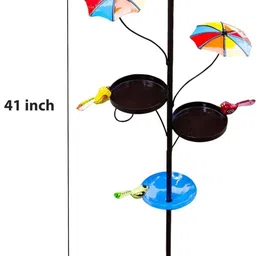 indraj premium craft Decorative Metal Bird Feeder Stand Water Bowl & Dual Feeding Trays, Garden Decor Ground Bird Feeder image 3