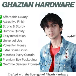 ghazian Gold Curtain Knobs, Rod Rail Bracket Metal image 3