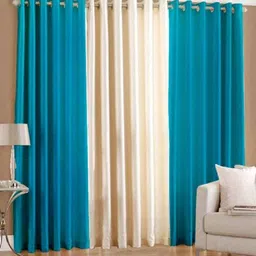 panipat textile hub 213 cm (7 ft) Polyester Semi Transparent Door Curtain (Pack Of 3)-picture-21