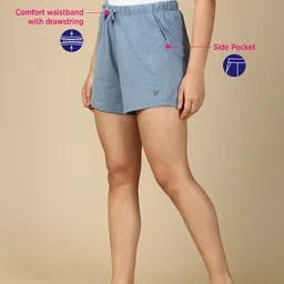 pynk by lux cozi Solid Women Light Blue Regular Shorts image 3