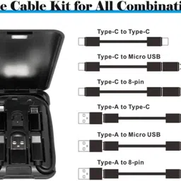 SANNO WORLD Power Sharing Cable 6.5 A 300 m Multi-Functional Compact Cable Card, Portable Storage Box with USB A/Type C/Micro USB/Light USB Adapter Kit image 3
