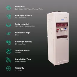 Blue Star H Series Hot, Cold & Normal Top Load Water Dispenser with Cooling Cabinet (White/Coffee) image 3