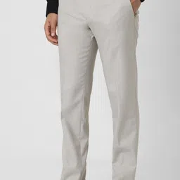 van heusen Men Slim Fit Grey Polyester Trousers image 4