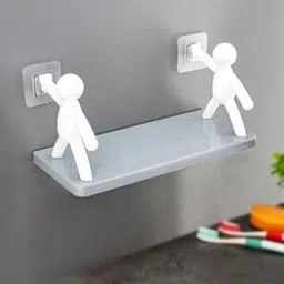 shreejee Self Adhesivecute Floating Shelves Wall Shelf for Home, Office & Kitchen X2.650 Plastic Wall Shelf image 5