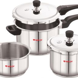 nirlon Flat LID Stainless Steel 2+3+5Ltr with 2 Outer Lid Pressure Cooker 2 L, 3 L, 5 L Induction Bottom Pressure Cooker-picture-15