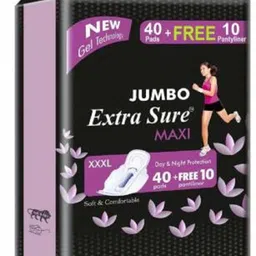 Sanitary Pads for Women with Wings | Dry-net Soft & Comfortable Sanitary Napkins for Day & Night Protection - XXXL (40 pads + 10 Pantyliner) Sanitary Pad-image-13