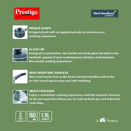 prestige Hard Anodised Plus Milk Pan 16 cm diameter 1.5 L capacity image 4