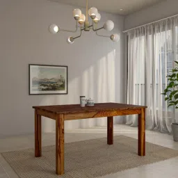 woodsworth from pepperfry Kentan Sheesham Wood 6 Seater Dining Table In Rustic Teak Finish-picture-21