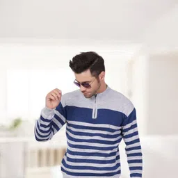 kipekee Men Striped Round Neck Grey Sweater-picture-17
