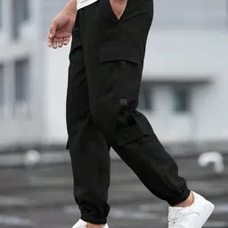 valley Men Solid Black Track Pants image 4