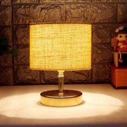 Devansh Metal table lamp with Yellow Jute Shade-image-67