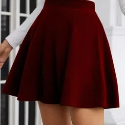 absorbing Women Self Design A-line Maroon Skirt-picture-17