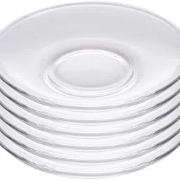 dakshayanii Glass Glass Glass Saucers for Tea Coffee and Snacks Set, Quarter Plate Crystal Clear image 5